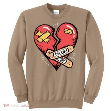 Im Ok Broken Heart Graphic Bandages Bandaids Sweatshirt