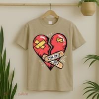 Im Ok Broken Heart Graphic Bandages Bandaids T-Shirt thumb 2