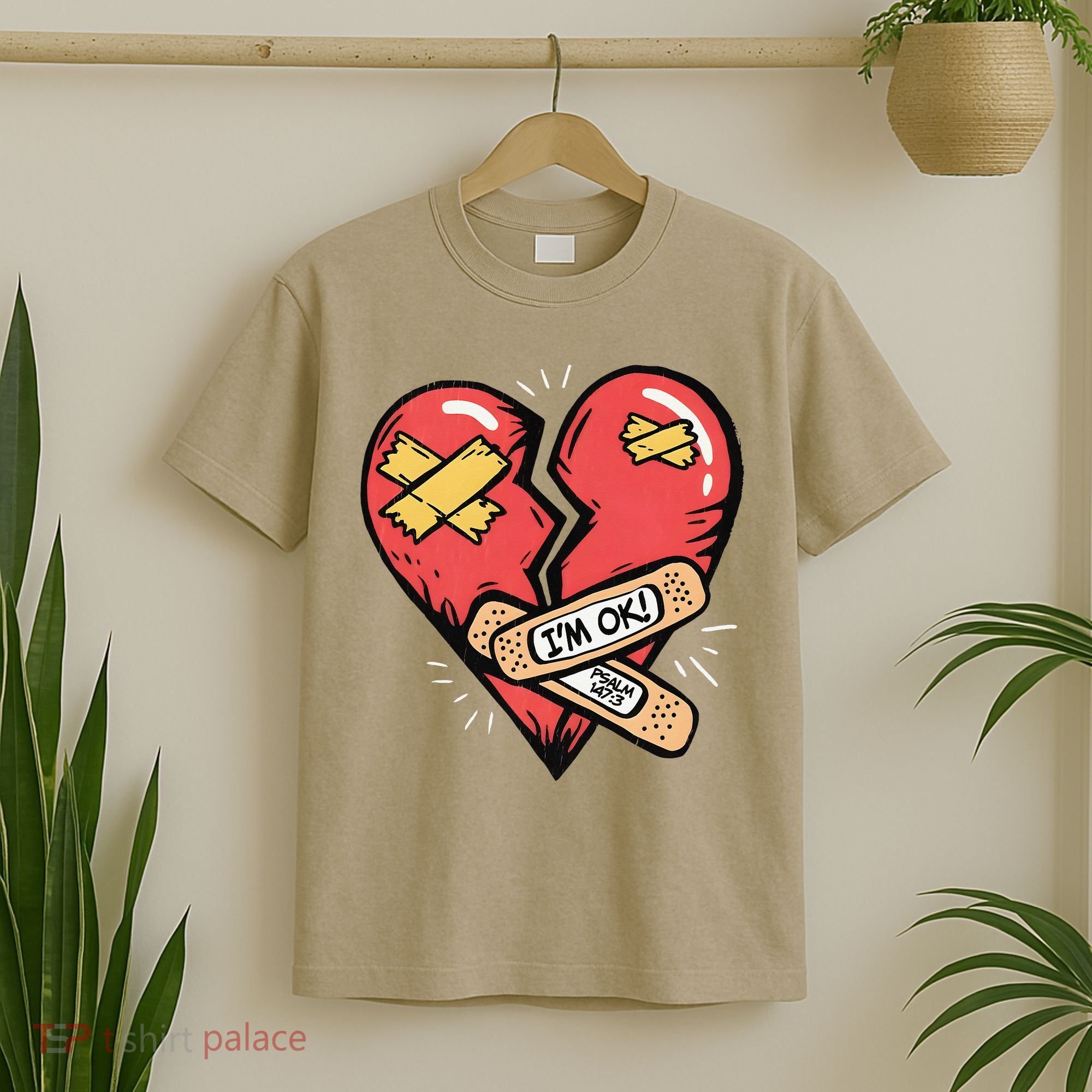 Im Ok Broken Heart Graphic Bandages Bandaids T-Shirt
