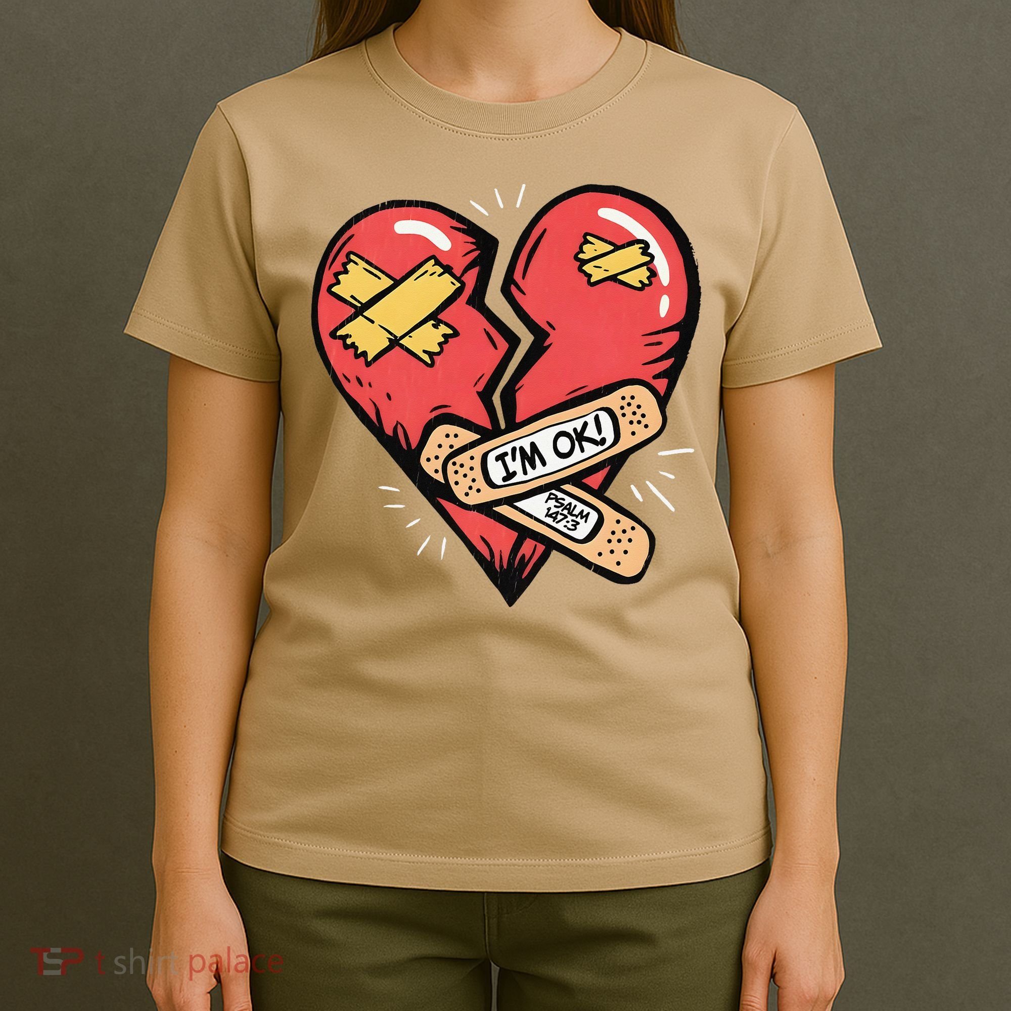 Im Ok Broken Heart Graphic Bandages Bandaids T-Shirt