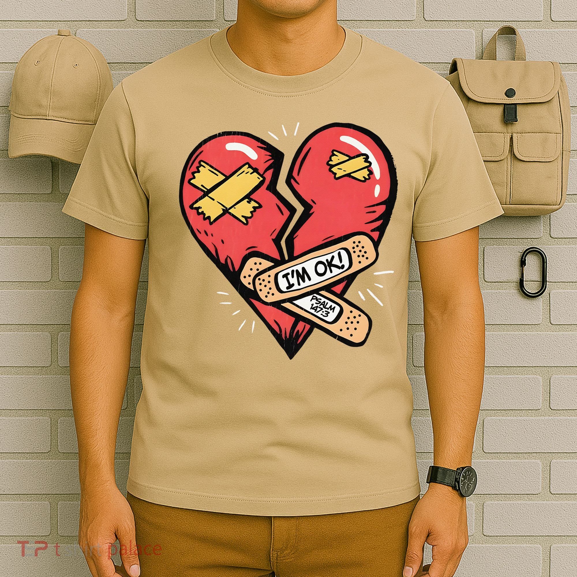 Im Ok Broken Heart Graphic Bandages Bandaids T-Shirt