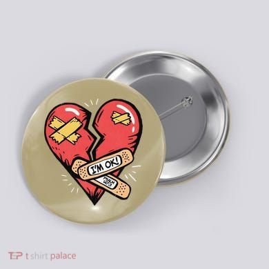 Im Ok Broken Heart Graphic Bandages Bandaids Button