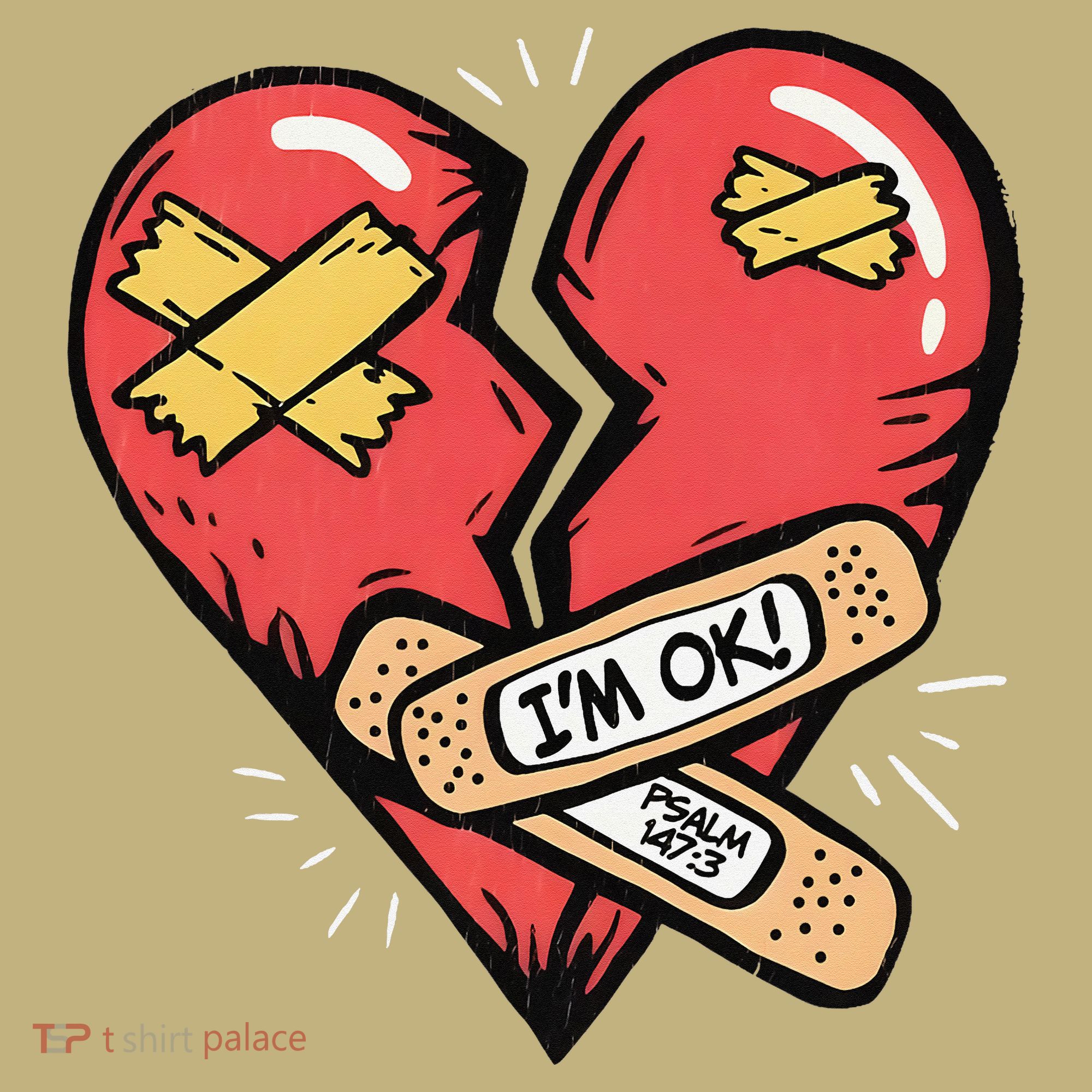 Im Ok Broken Heart Graphic Bandages Bandaids Kids T-Shirt