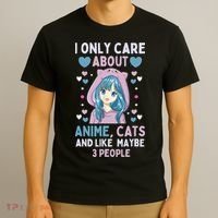 I Only Care About Anime & Cats And Like 3 People Japan Anime T-Shirt thumb 3