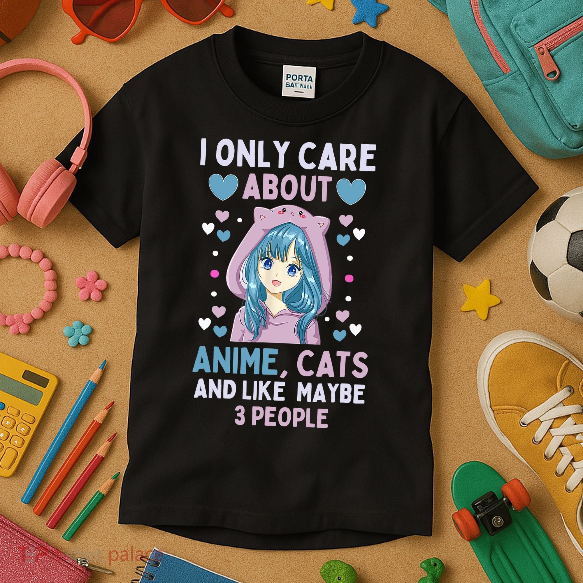 I Only Care About Anime & Cats And Like 3 People Japan Anime Kids T-Shirt