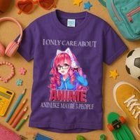 I Only Care About Anime And Like Maybe 3 People Funny Kids T-Shirt thumb 3