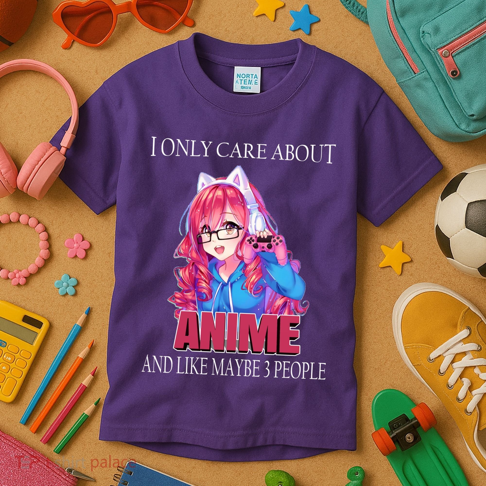 I Only Care About Anime And Like Maybe 3 People Funny Kids T-Shirt