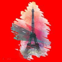 Illustration Of Eiffel Tower In Paris Santa Hat thumb 1