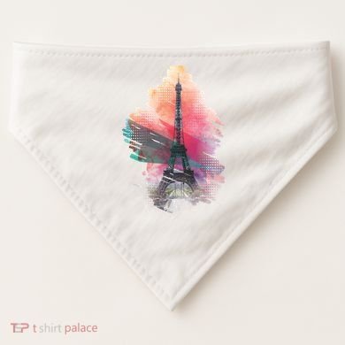 Illustration Of Eiffel Tower In Paris USA-Made Doggie Bandana