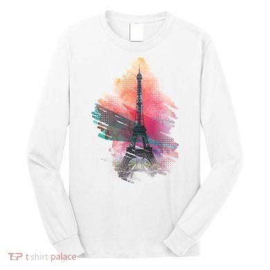 Illustration Of Eiffel Tower In Paris Long Sleeve Shirt