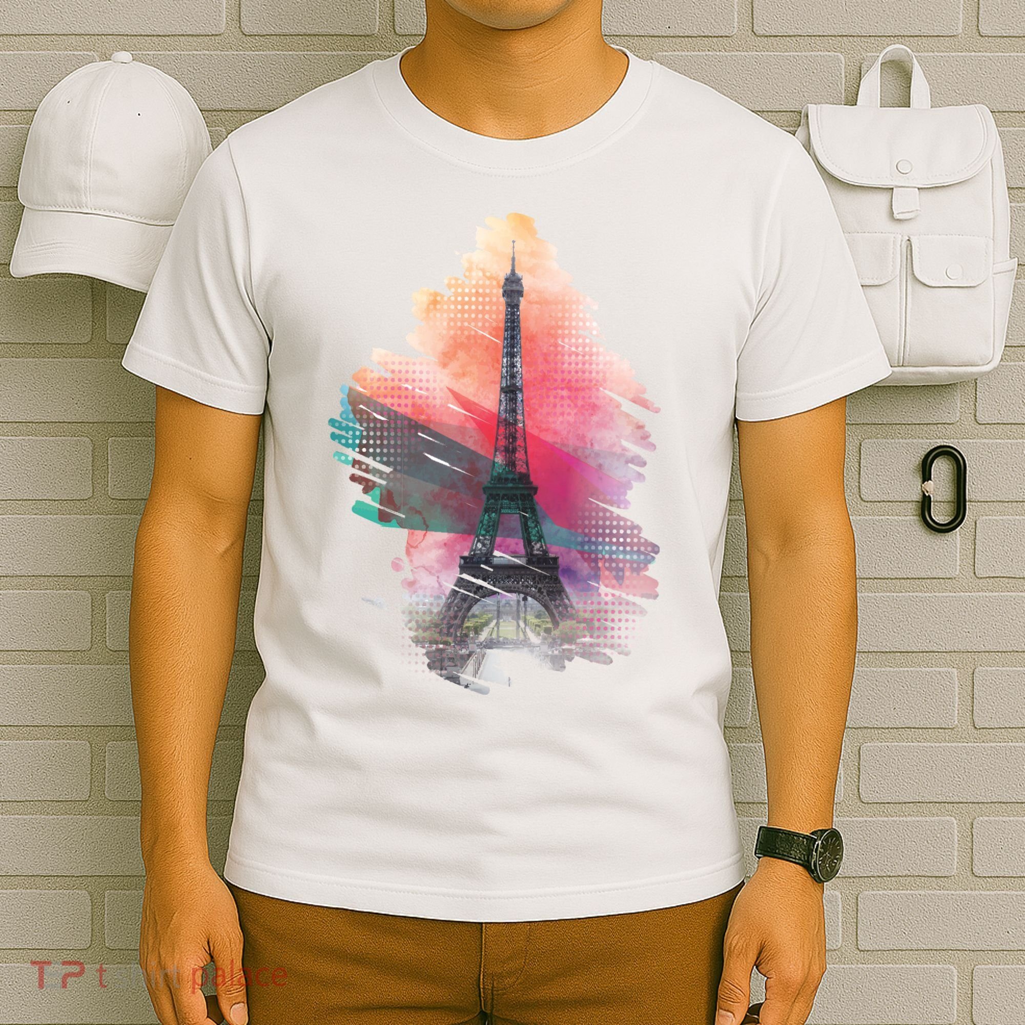 Illustration Of Eiffel Tower In Paris T-Shirt