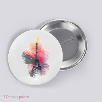 Illustration Of Eiffel Tower In Paris Button