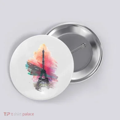 Illustration Of Eiffel Tower In Paris Button