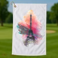 Illustration Of Eiffel Tower In Paris Golf Towel thumb 1