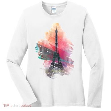 Illustration Of Eiffel Tower In Paris Women's Long Sleeve Shirt