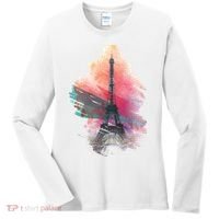Illustration Of Eiffel Tower In Paris Women's Long Sleeve Shirt thumb 0