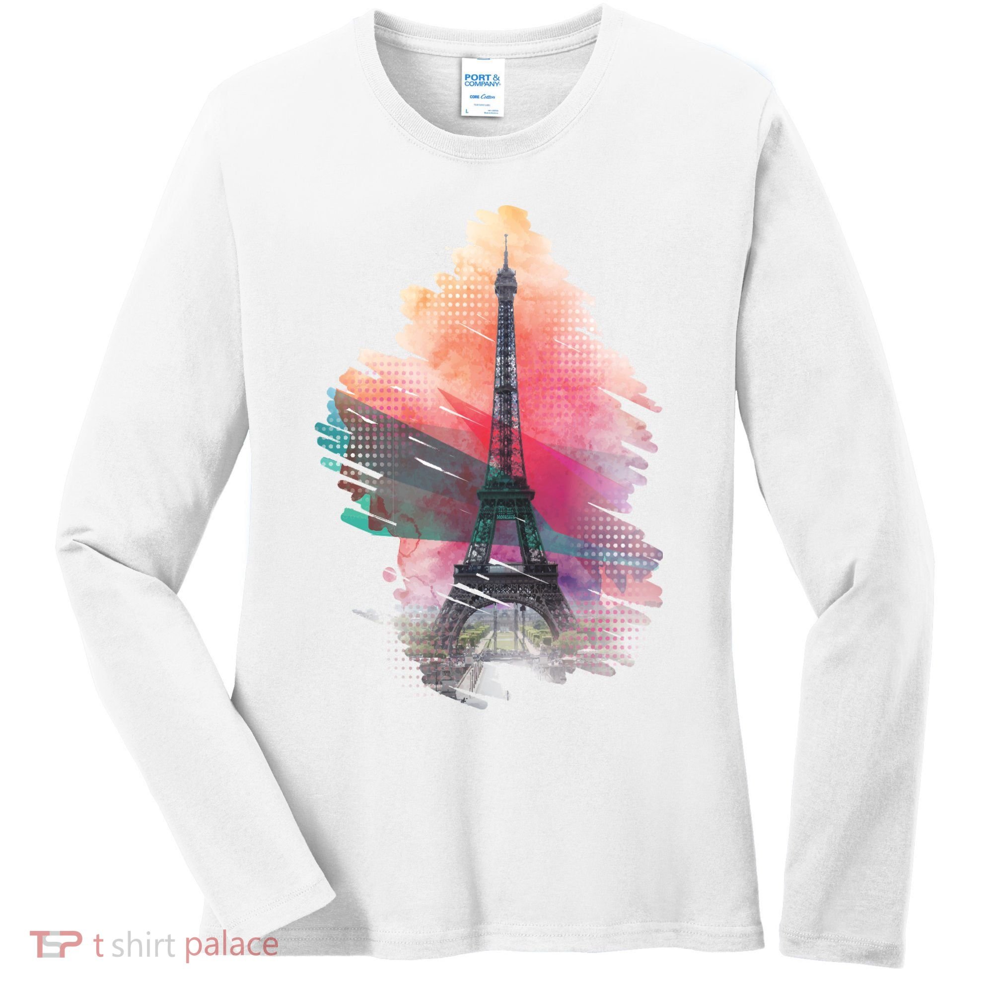 Illustration Of Eiffel Tower In Paris Women's Long Sleeve Shirt