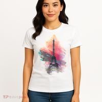 Illustration Of Eiffel Tower In Paris Women's T-Shirt thumb 4