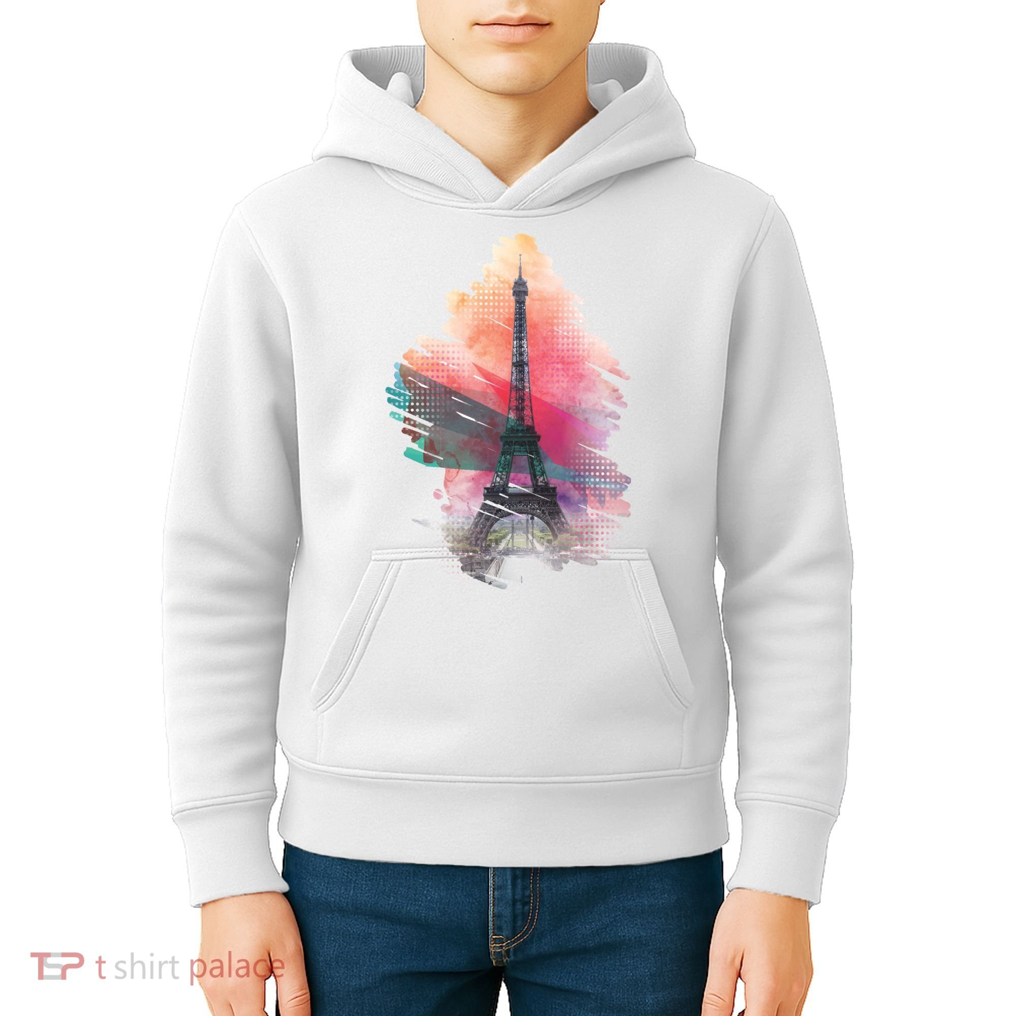 Illustration Of Eiffel Tower In Paris Kids Hoodie