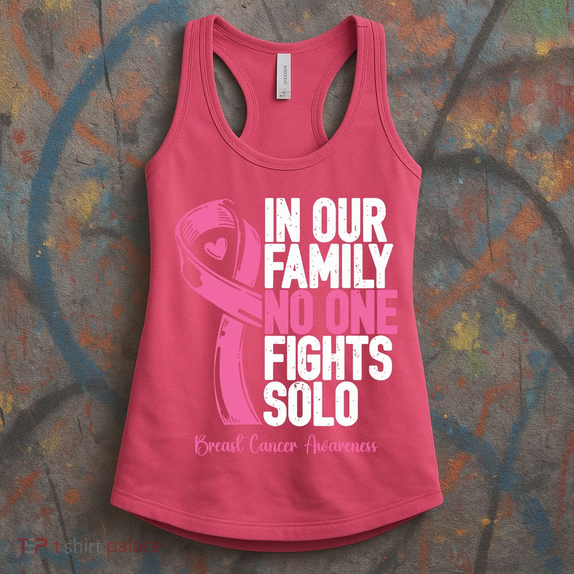 In Our Family No One Fight Solo Breast Cancer Awareness Gift Women's Tank Top