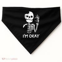 Im Okay Funny Halloween Costume Broken Skeleton Skull USA-Made Doggie Bandana thumb 0
