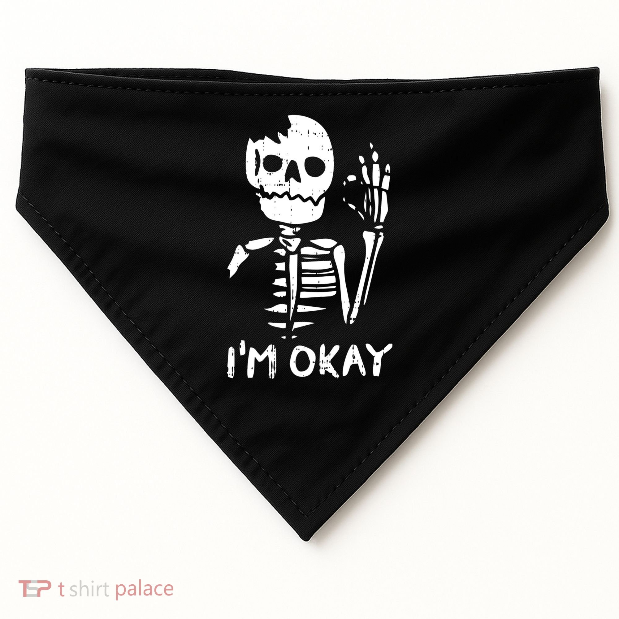 Im Okay Funny Halloween Costume Broken Skeleton Skull USA-Made Doggie Bandana