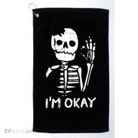 Im Okay Funny Halloween Costume Broken Skeleton Skull Golf Towel thumb 0