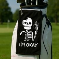Im Okay Funny Halloween Costume Broken Skeleton Skull Golf Towel thumb 2