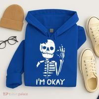 Im Okay Funny Halloween Costume Broken Skeleton Skull Hoodie thumb 4