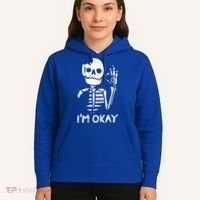 Im Okay Funny Halloween Costume Broken Skeleton Skull Hoodie thumb 5