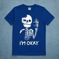 Im Okay Funny Halloween Costume Broken Skeleton Skull T-Shirt thumb 5