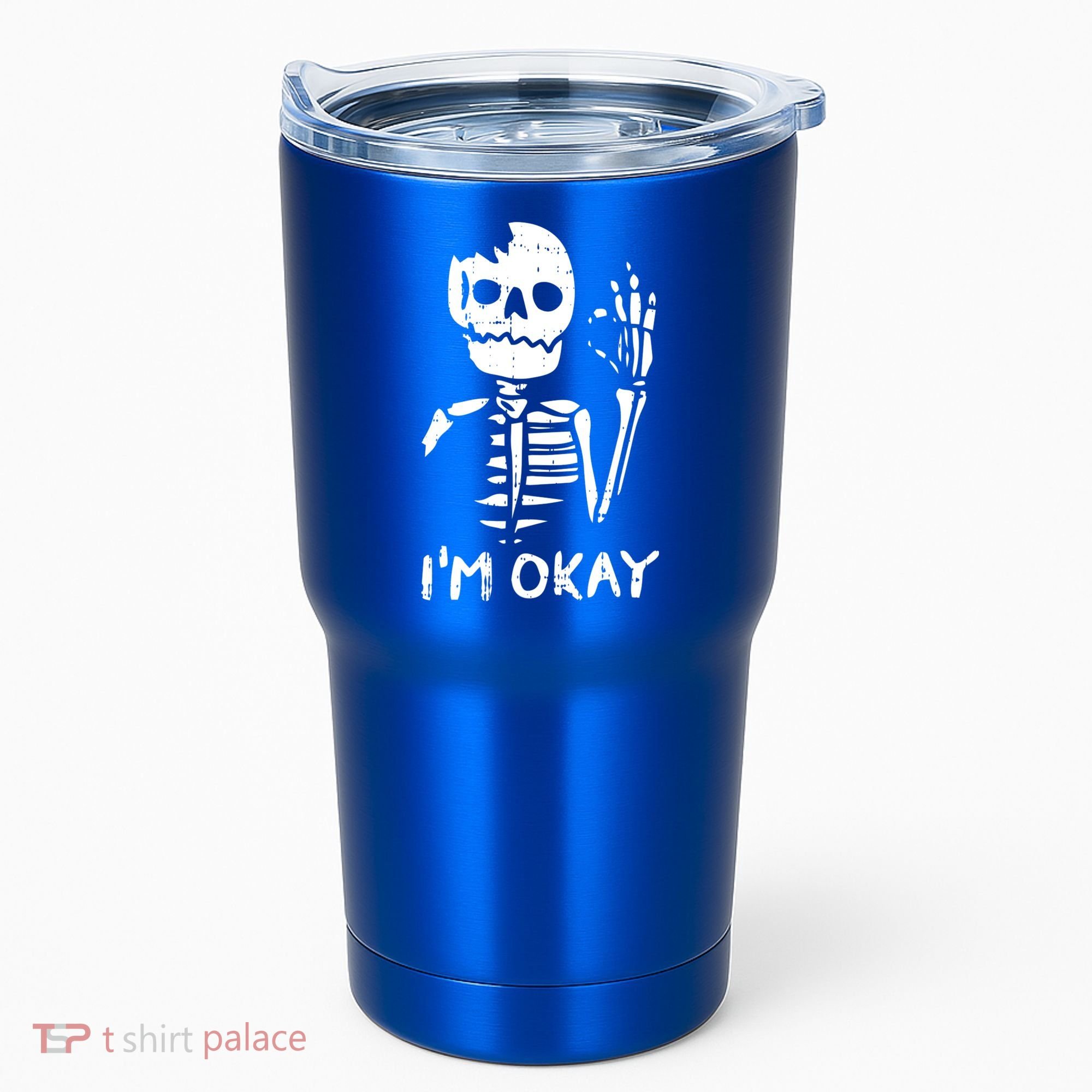 Im Okay Funny Halloween Costume Broken Skeleton Skull Tumbler