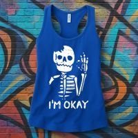Im Okay Funny Halloween Costume Broken Skeleton Skull Women's Tank Top thumb 3