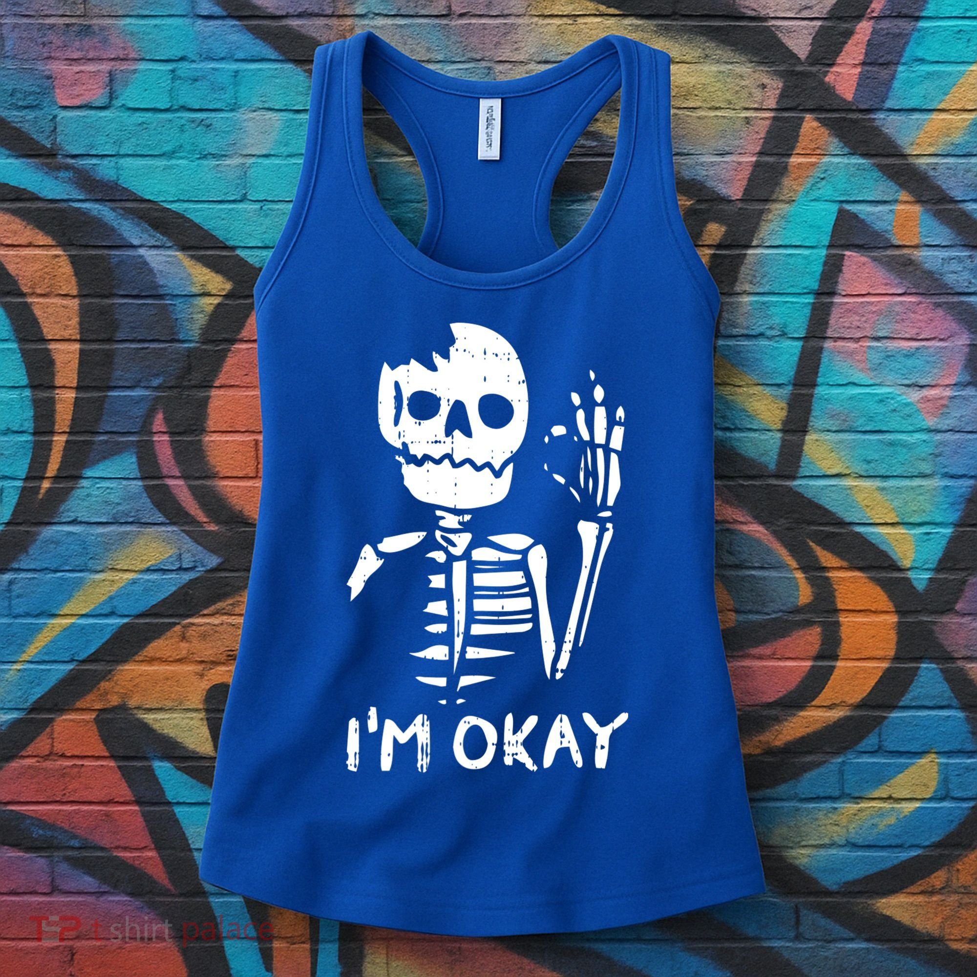 Im Okay Funny Halloween Costume Broken Skeleton Skull Women's Tank Top
