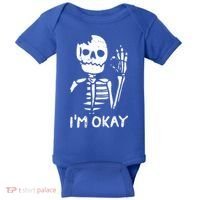 Im Okay Funny Halloween Costume Broken Skeleton Skull Baby Bodysuit thumb 0