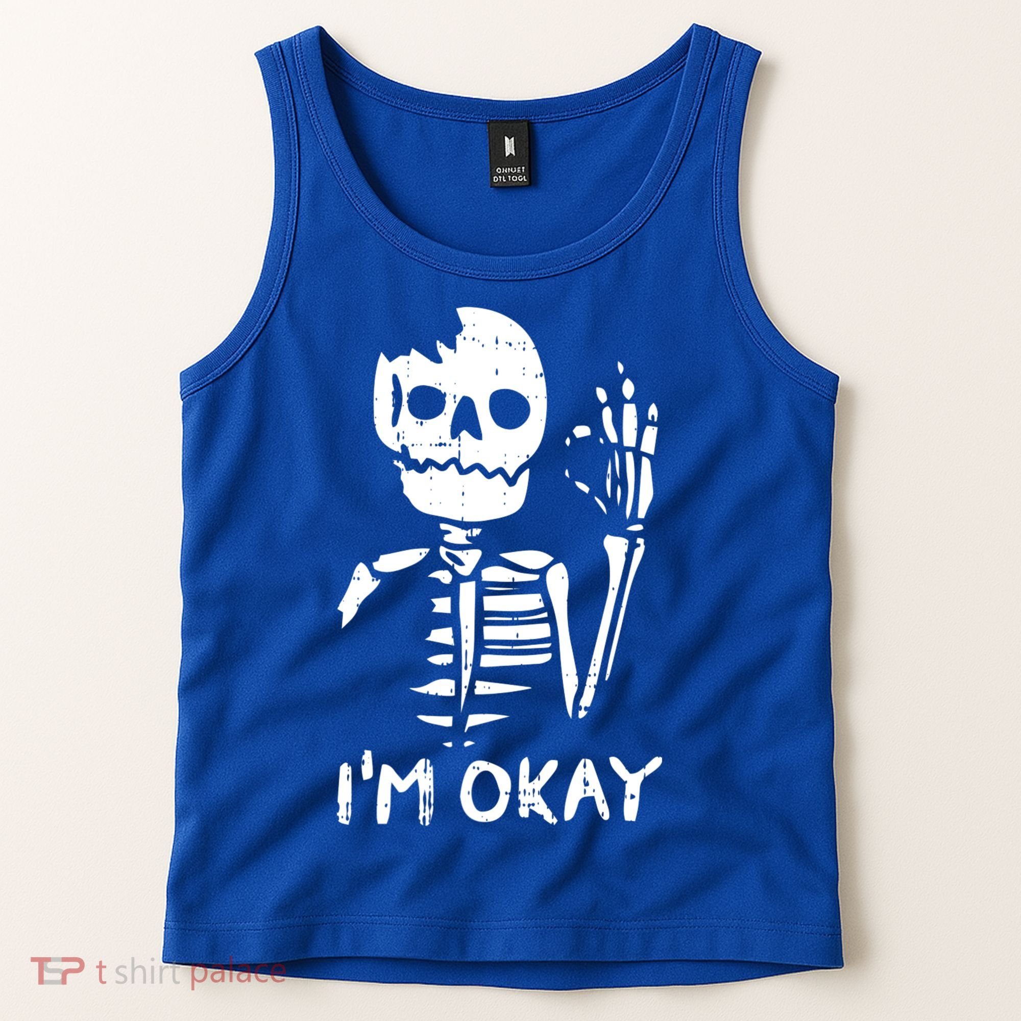 Im Okay Funny Halloween Costume Broken Skeleton Skull Tank Top