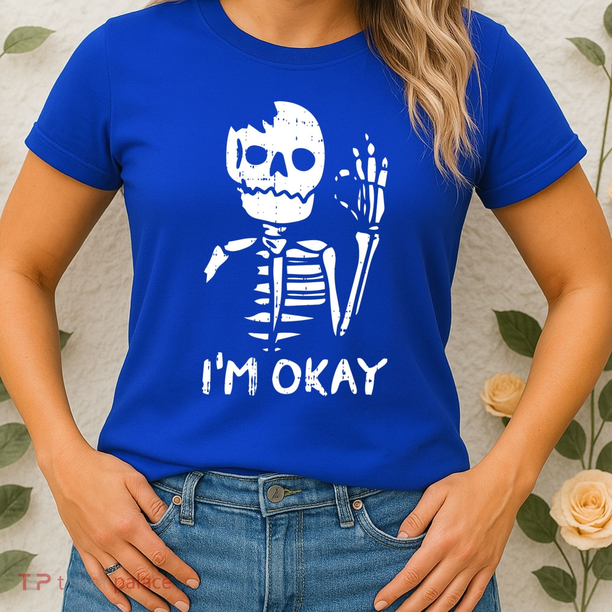 Im Okay Funny Halloween Costume Broken Skeleton Skull Women's T-Shirt