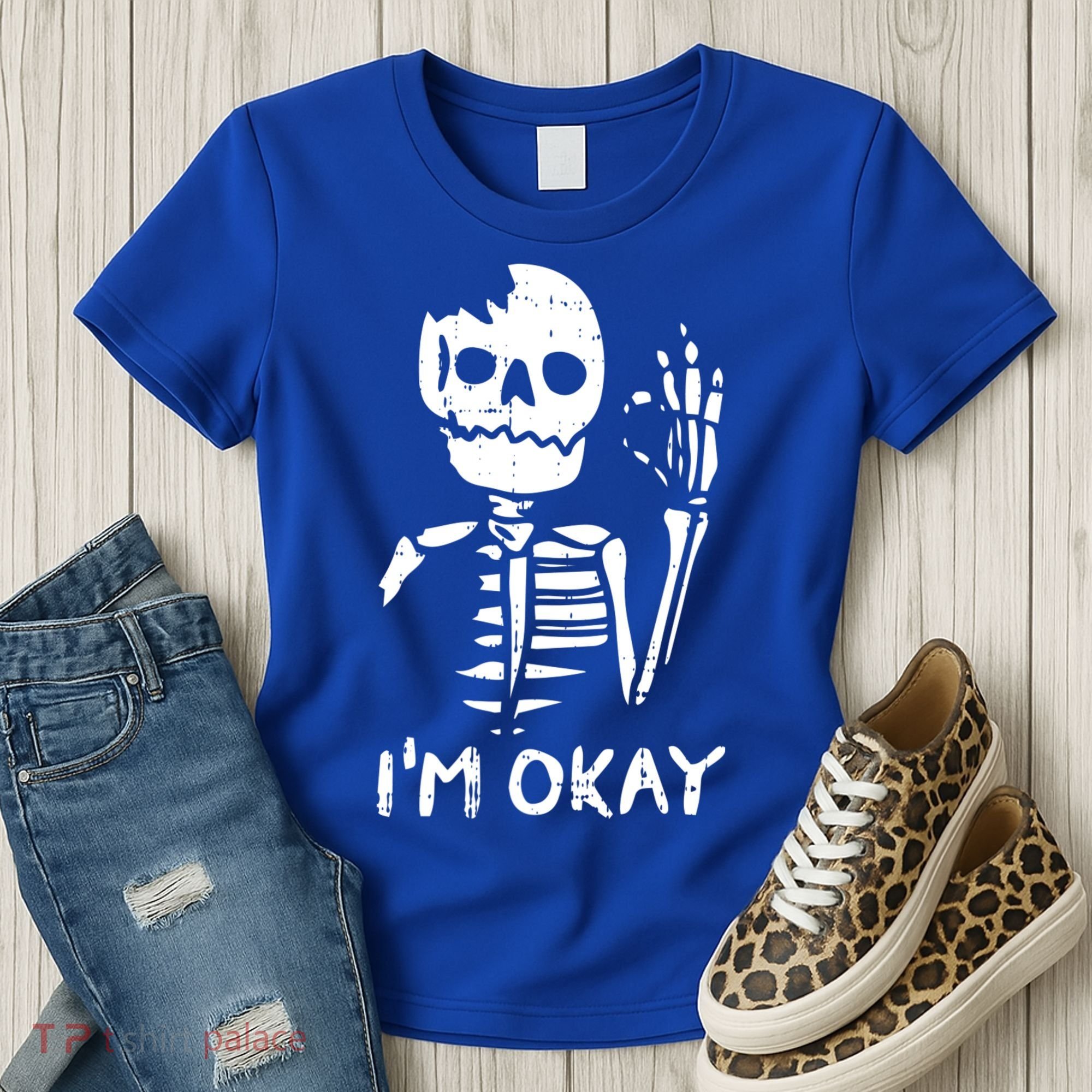 Im Okay Funny Halloween Costume Broken Skeleton Skull Women's T-Shirt