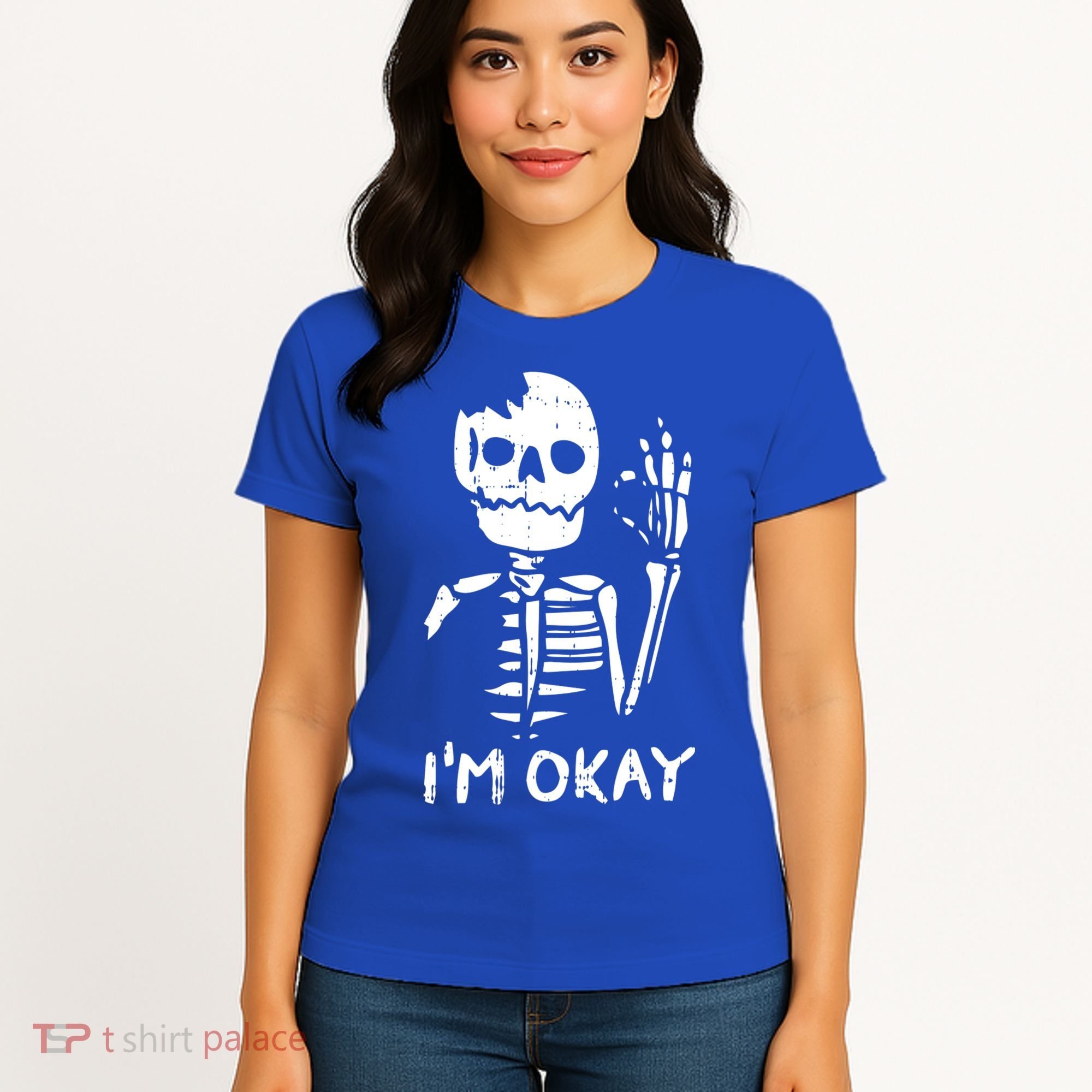 Im Okay Funny Halloween Costume Broken Skeleton Skull Women's T-Shirt