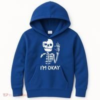 Im Okay Funny Halloween Costume Broken Skeleton Skull Kids Hoodie thumb 0