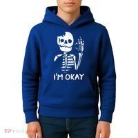 Im Okay Funny Halloween Costume Broken Skeleton Skull Kids Hoodie thumb 4