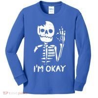 Im Okay Funny Halloween Costume Broken Skeleton Skull Kids Long Sleeve Shirt thumb 0