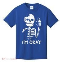 Im Okay Funny Halloween Costume Broken Skeleton Skull Kids T-Shirt thumb 0