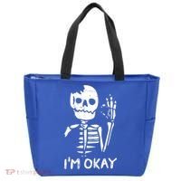 Im Okay Funny Halloween Costume Broken Skeleton Skull Tote Bag thumb 0