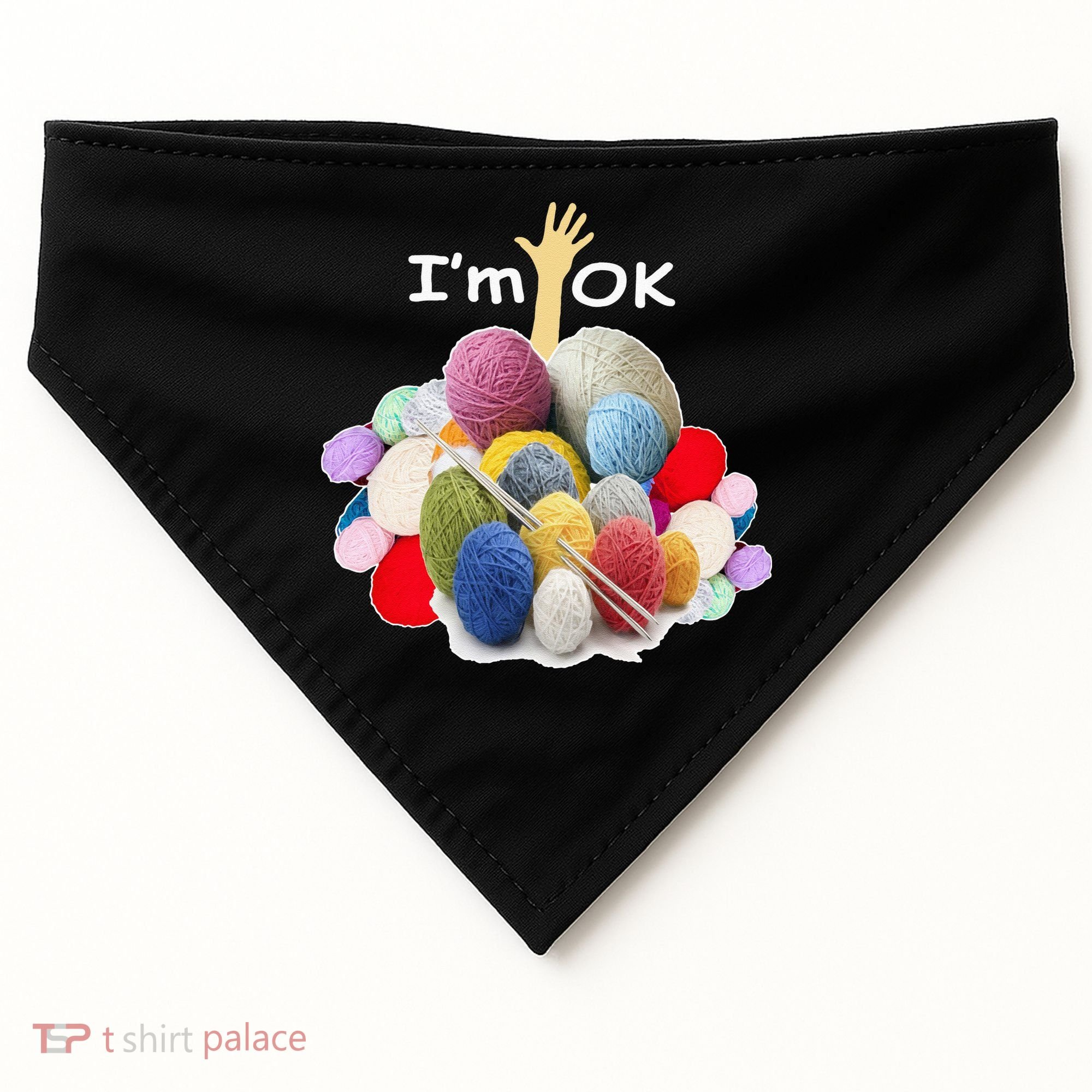 I’m Ok Funny Crochet And Knitting Yarn Mess USA-Made Doggie Bandana