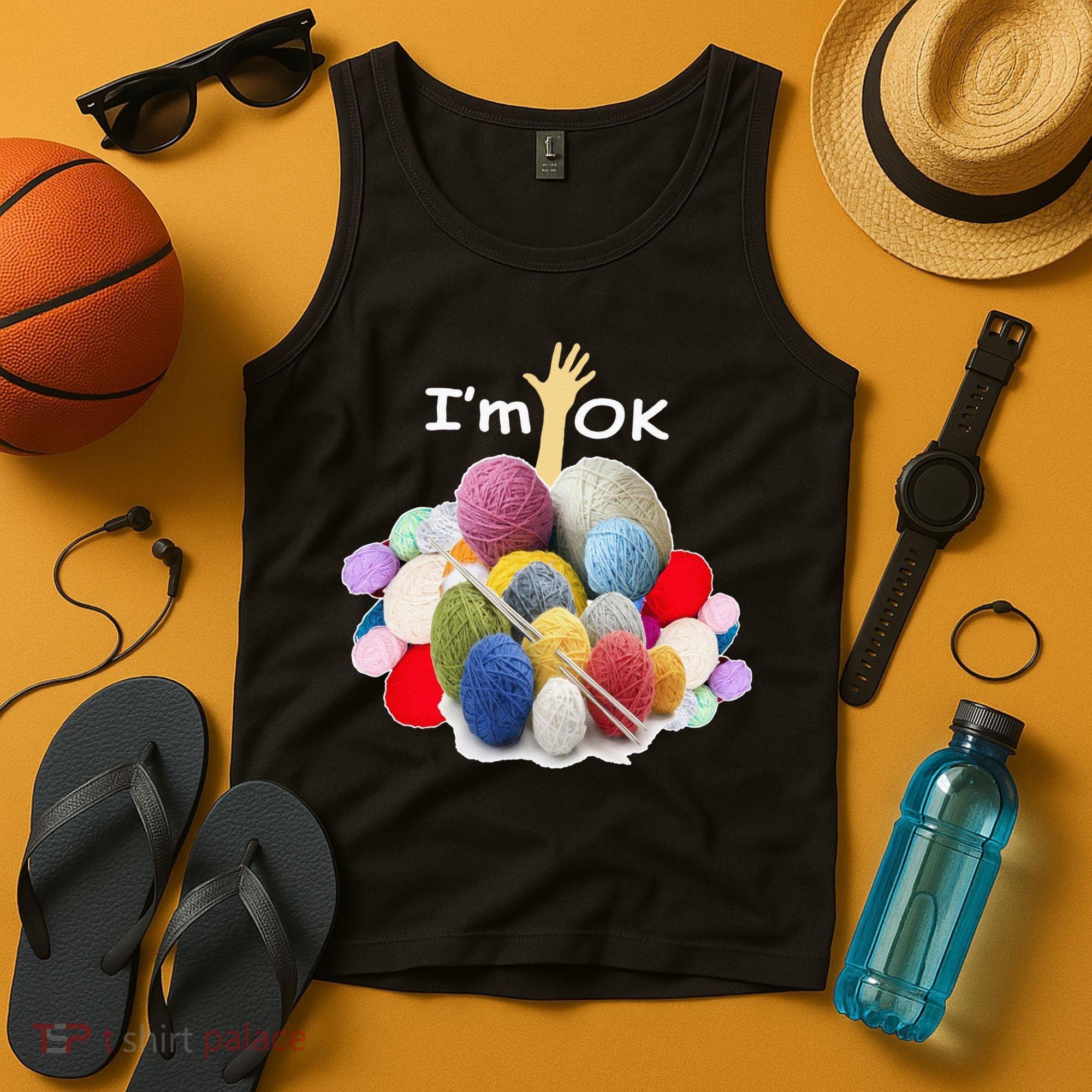 I’m Ok Funny Crochet And Knitting Yarn Mess Tank Top