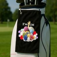 I’m Ok Funny Crochet And Knitting Yarn Mess Golf Towel thumb 2