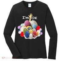 I’m Ok Funny Crochet And Knitting Yarn Mess Women's Long Sleeve Shirt thumb 0