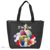 I’m Ok Funny Crochet And Knitting Yarn Mess Tote Bag thumb 0
