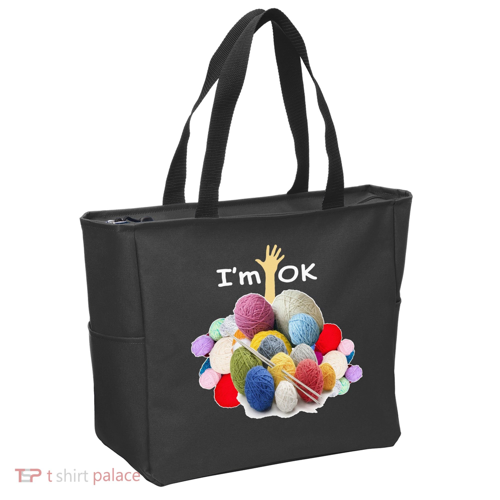I’m Ok Funny Crochet And Knitting Yarn Mess Tote Bag